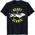 Black TShirt with White Fish Graphic and 'HEARY THE SCARIS' Text