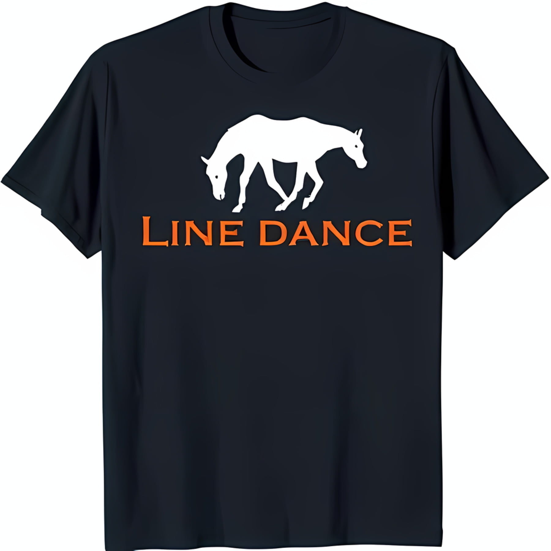 Black TShirt with White Horse and 'LINE DANCE' in
