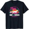 Black TShirt with White Horse and Trees Sunset Design 'Sleep Ride