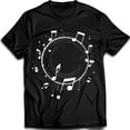 thumbnail image 1 of Black T-Shirt with White Musical Notes Circle & Textured Pattern Design, 1 of 5