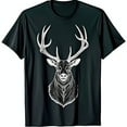 thumbnail image 1 of Black T-Shirt with White Outline of Majestic and Antlers for Nature Lovers and Hunters, 1 of 5