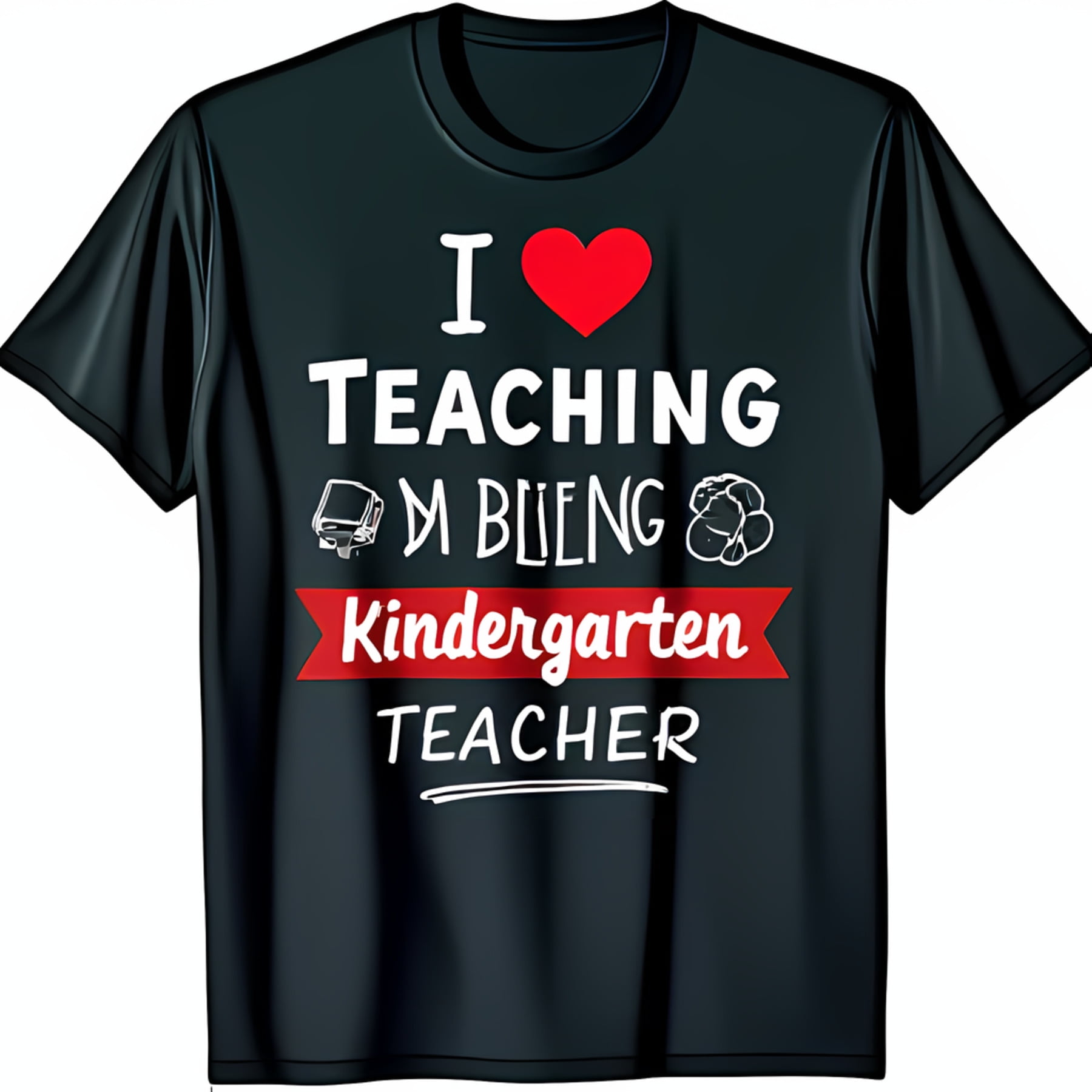 Black TShirt with White Print I lvoe Teaching I m a Bling