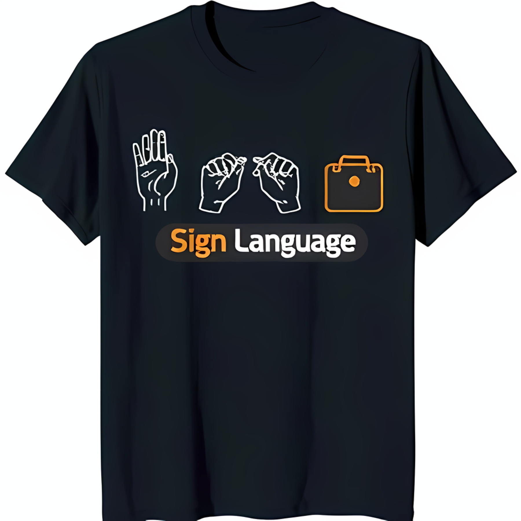 Black T-Shirt with White Sign Language 'I Love You' Hand Gestures ...