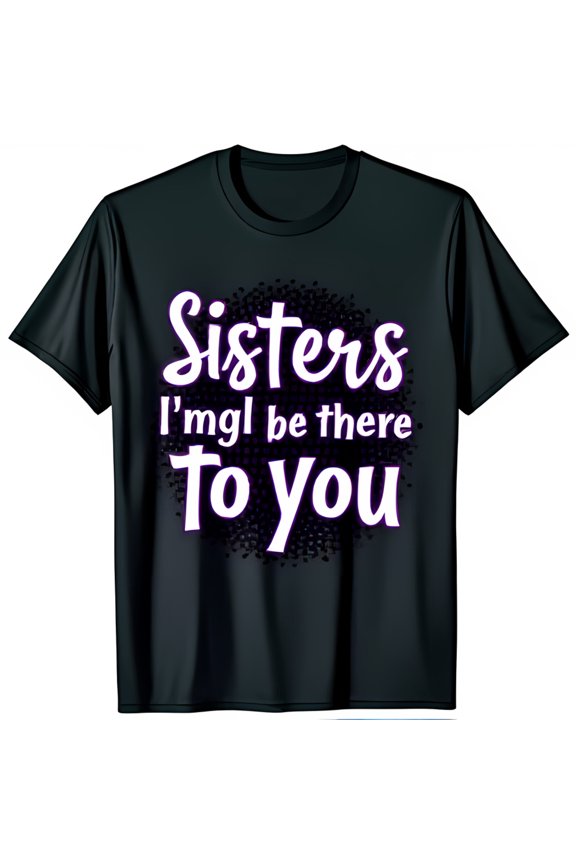 Black T-Shirt with White Sisters I m Always Here for You Design for Sisters