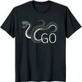 Black TShirt with White Snake Design Curled Snake & 'GO' Graphic Tee