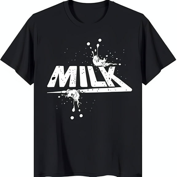 Black T-Shirt with White Splatter Graphic Design Unique Splash Art Tee