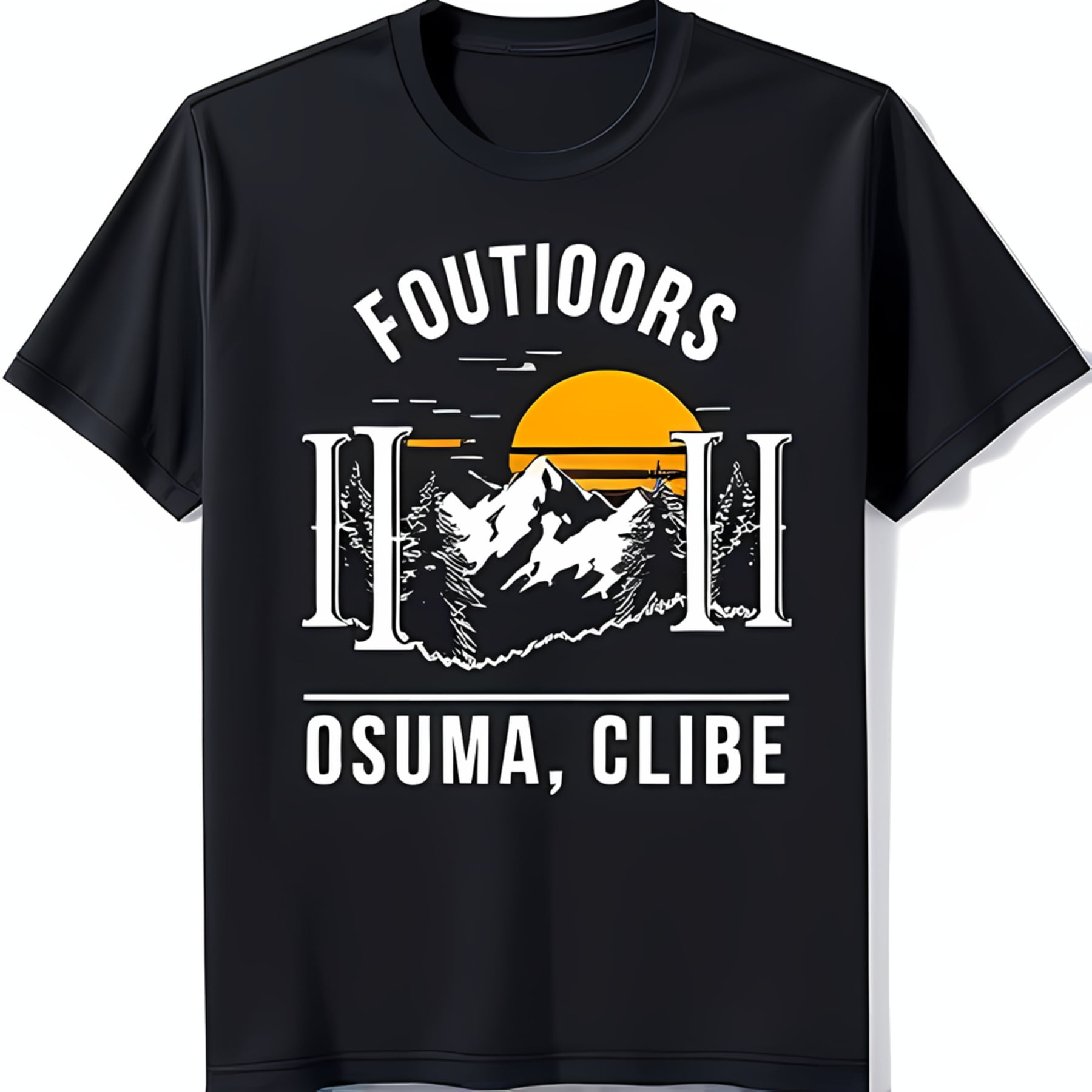 Black TShirt with White Sunset Mountain Graphic & FOUTOIORS Design