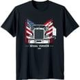 thumbnail image 1 of Black T-Shirt with White Truck Design and 'Segial Version U1D', 1 of 5