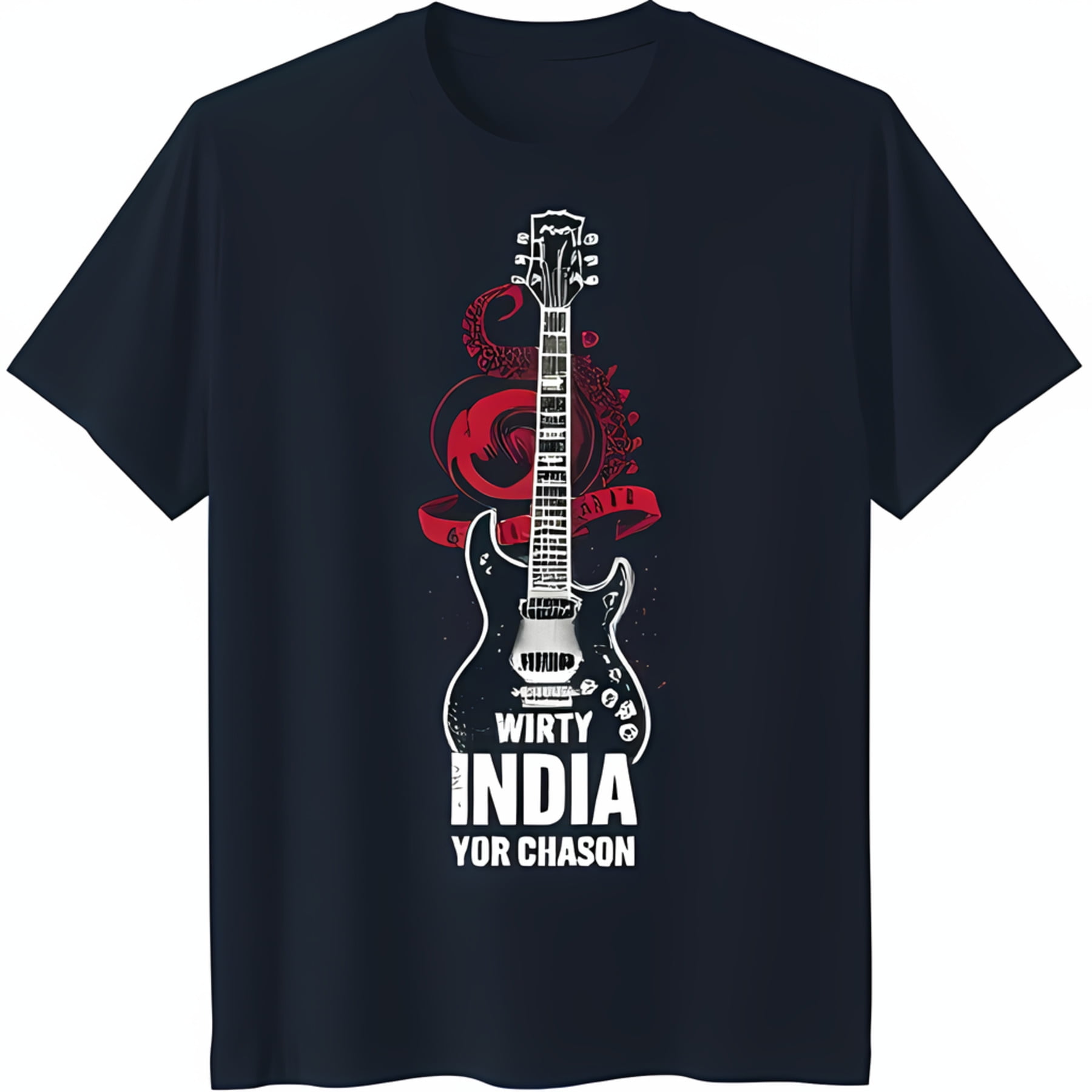 Black TShirt with White and Octopus Graphic 'Wirty India Yor Chason