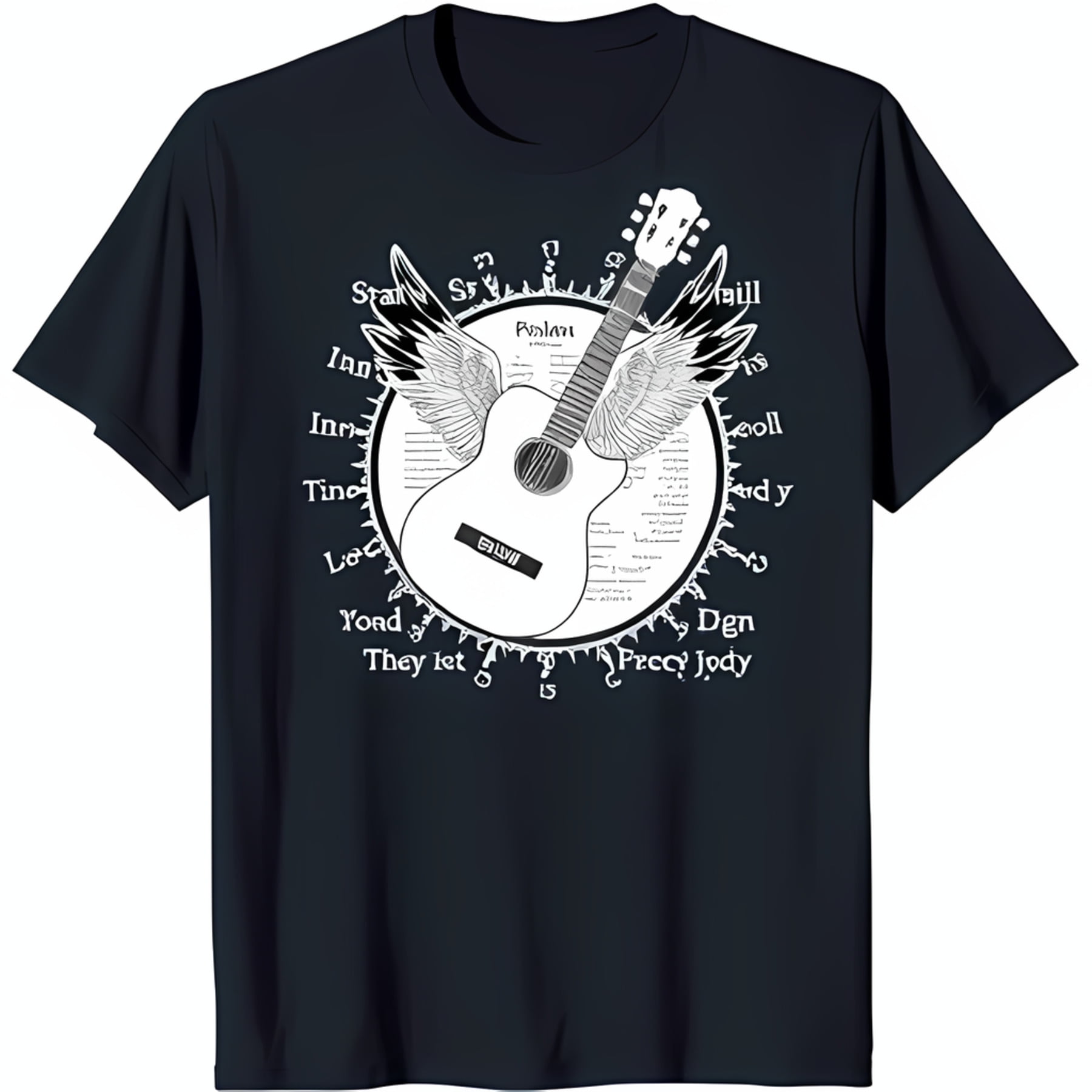 Black TShirt with White and Wings Design 'They Let' Precy Jody Graphic Tee