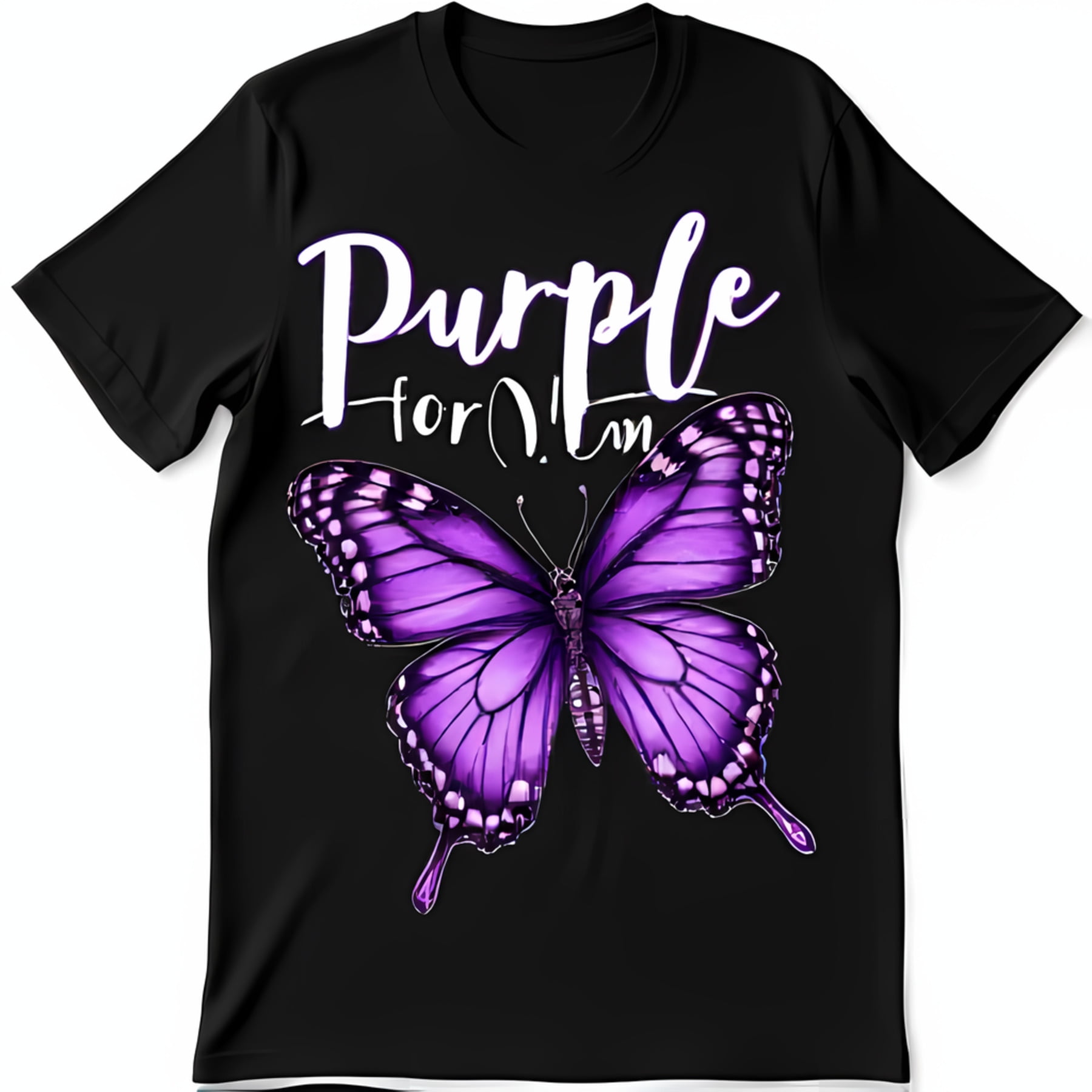 Black TShirt with White ' for Mum' Text & Large Butterfly Design