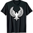 thumbnail image 1 of Black T-Shirt with White of Spreading Bird Wings Stylish & Unique Design, 1 of 5