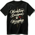 thumbnail image 1 of Black T-Shirt with Workflow Designed to Worship Tree Graphic & Heart, 1 of 5