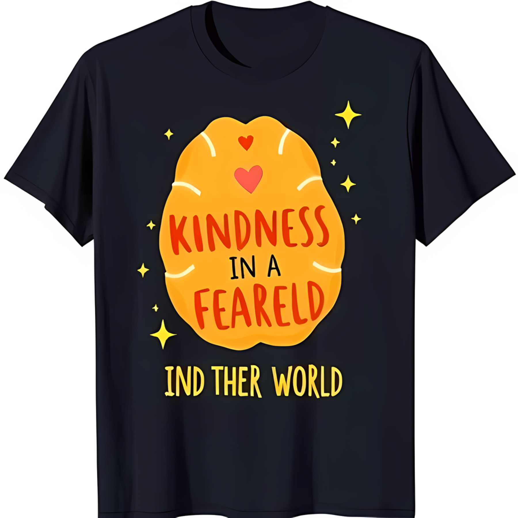 Black TShirt with Yellow Cloud & Red 'Kindness in a Feared World