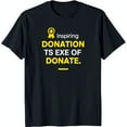 Black TShirt with Yellow Ribbon & Bold 'Inspiring Donation' Design