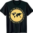 thumbnail image 1 of Black T-Shirt with Yellow World Map Graphic and Inspirational Quote Design, 1 of 5