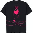 Black TShirt with and Pink Heart Design Unique Graphic Tee