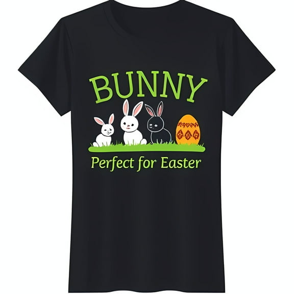 Black T-Shirt with ' for Easter' Graphic & Colorful