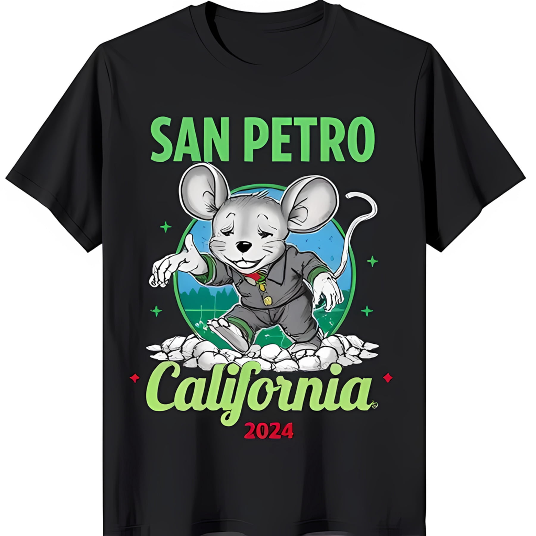 Black TShirt with in Suit 'San Petro California 2024' Graphic