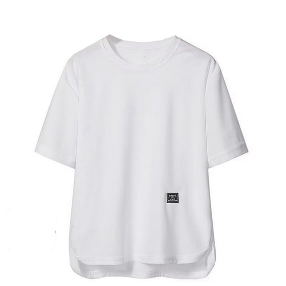 Black T Shirts Men Big & Tall Breathable Quarter Sleeve Athletic Jogging Shirts Oversized Summer Outdoor Basic Muscle Tee,White,XL