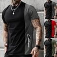 thumbnail image 1 of Black T Shirts for Men Cotton Quarter Sleeve Big & Tall Athleisure Short Sleeve Shirts Loose Fit Printing Crew Neck Summer Casual Outdoor Basic Shirts for Men, 1 of 5