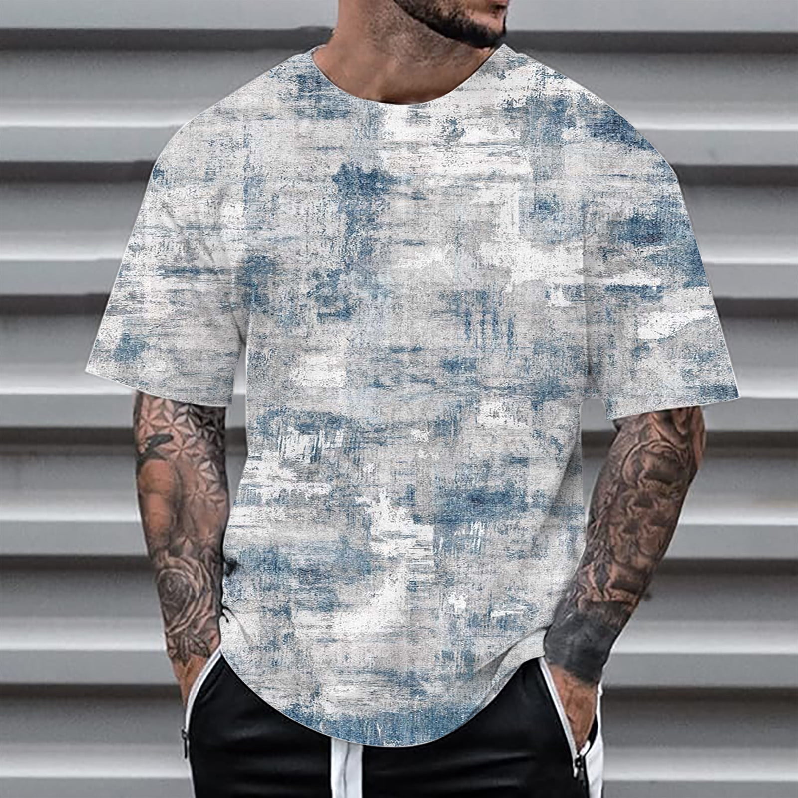 Black T Shirts for Men Slim Fit 1/4 Short Sleeve Big & Tall Streetwear ...