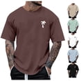 thumbnail image 1 of Black T Shirts for Men Slim Fit Quarter Sleeve Big & Tall Athleisure Short Sleeve Shirts Trendy Solid Color Crew Neck Summer Casual Beach Basic Basic Tee, 1 of 4