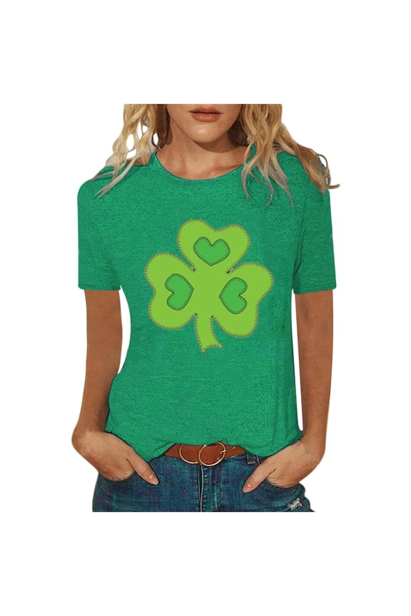 Black T Shirts for Women Women's Tops St Patricks Day Tunic Short Sleeve T Shirts Summer 2025 Henley Cute Tshirt Dressy Casual Blouses Blusas De Mujer De Moda