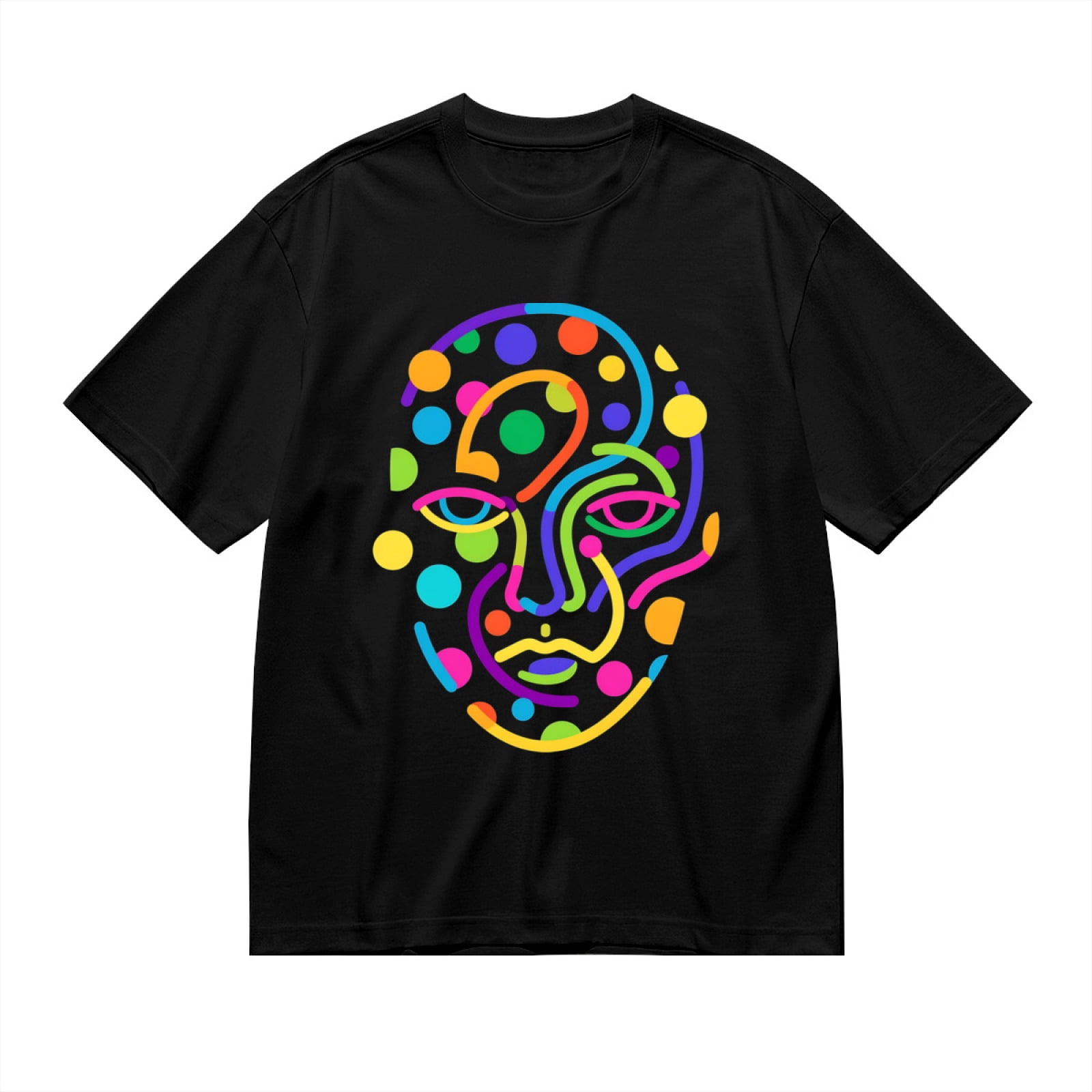 Black T Shirts for Men, Abstract Face Graphic Mens Graphic Tees ...