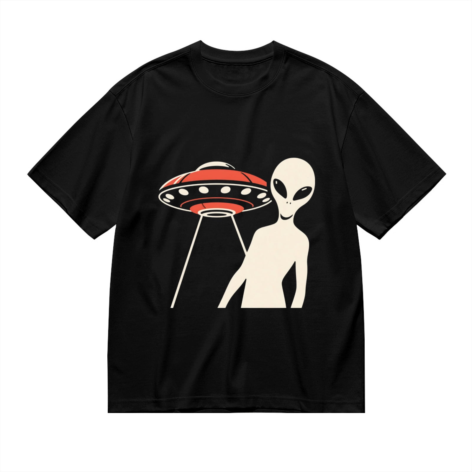 Black T Shirts for Men, Alien With Ufo, Graphic Mens Graphic Tees ...