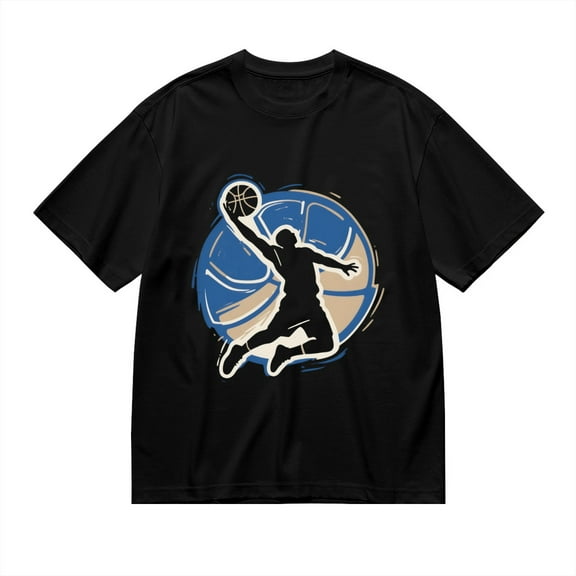 Black T Shirts for Men, Basketball Dunk Silhouette Graphic 1 Mens Graphic Tees, 24846346,S
