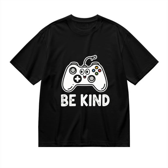 Black T Shirts for Men, Be Kind, Retro Controller Print Mens Graphic Tees, 24816265,3XL