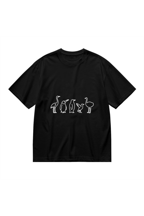 Black T Shirts for Men, Birds, Flying, Standing, Outline Graphic Mens Graphic Tees, 24898516,3XL