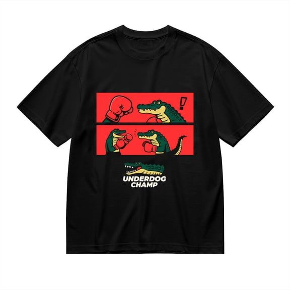 Black T Shirts for Men, Boxing Alligator Underdog, Graphic 1 Mens Graphic Tees, 24936667,3XL