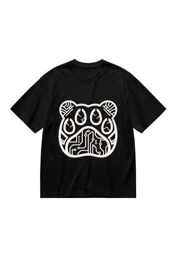Black T Shirts for Men, Circuit Bear Head Graphic Mens Graphic Tees, 24846255,XXL