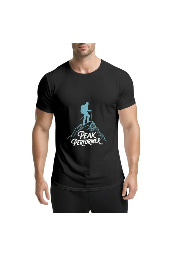 Black T Shirts for Men, Climber, Mountain, Peak Performer Graphic Mens Graphic Tees, 25061438,XL