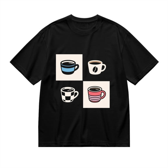 Black T Shirts for Men, Coffee Cup, Graphic Mens Graphic Tees, 24827684,S