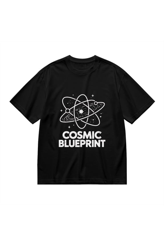 Black T Shirts for Men, Cosmic Blueprint, Atomic Orbit Print 1 Mens Graphic Tees, 24816329,3XL
