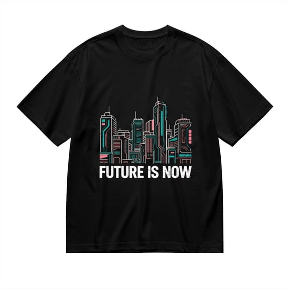 Black T Shirts for Men, Cyberpunk City, Future Is Now, Graphic 1 Mens Graphic Tees, 24827500,XL