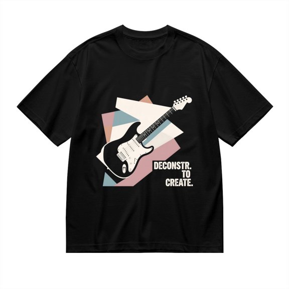 Black T Shirts for Men, Deconstruct To Create, Electric Guitar Print Mens Graphic Tees, 24816267,L