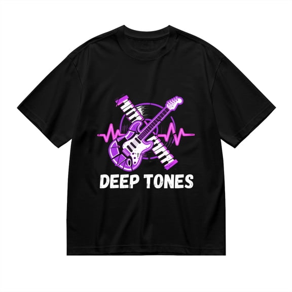 Black T Shirts for Men, Deep Tones,Guitar Music Print Mens Graphic Tees, 24013903,S