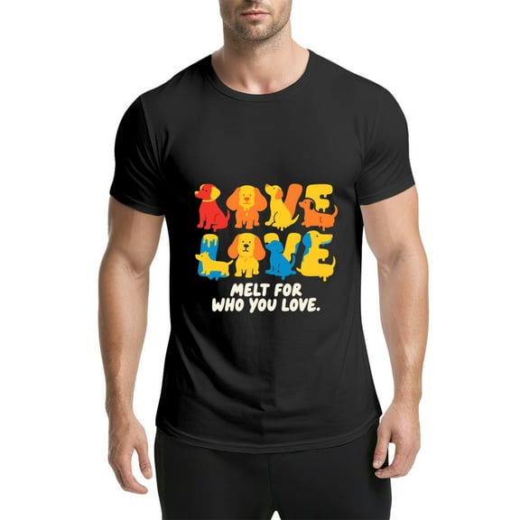 Black T Shirts for Men, Dogs,Love Letters,Melt For Who You Love Graphic 1 Mens Graphic Tees, 25060633,3XL