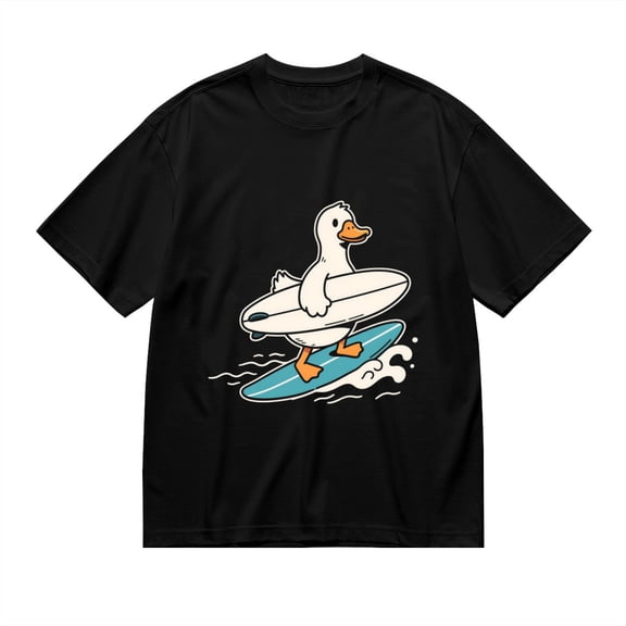 Black T Shirts for Men, Duck, Surfing, Wave Rider Graphic Mens Graphic Tees, 24898466,3XL