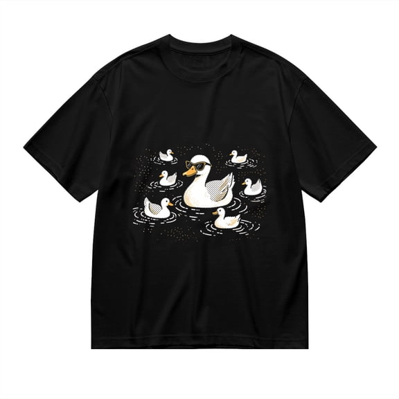 Black T Shirts for Men, Ducks Swimming With Sunglasses, Graphic Mens Graphic Tees, 24936749,3XL