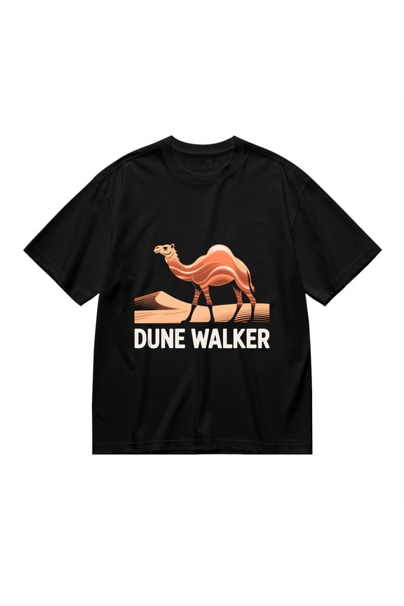 Black T Shirts for Men, Dune Walker,Camel Desert Print 1 Mens Graphic Tees, 24013792,3XL