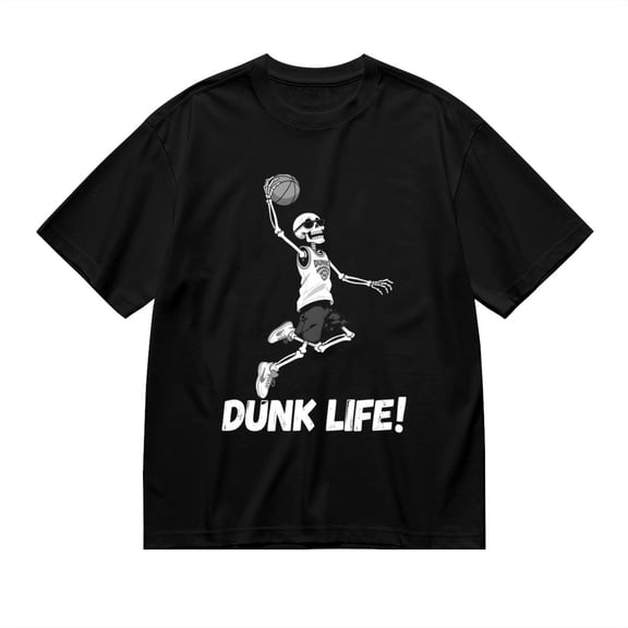 Black T Shirts for Men, Dunk Life, Skeleton Print Mens Graphic Tees, 24014022,M