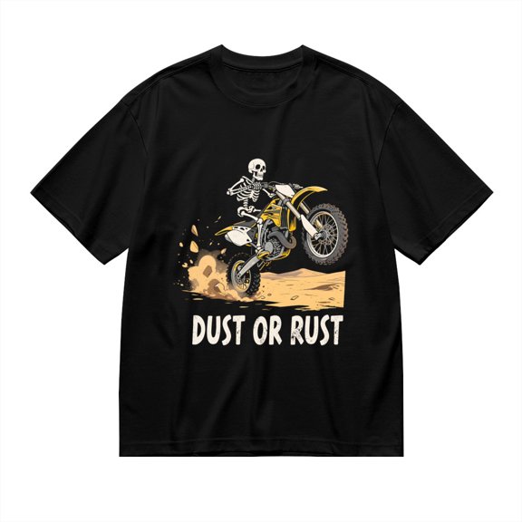 Black T Shirts for Men, Dust Or Rust,Skeleton On Motorcycle Print 1 Mens Graphic Tees, 24013821,XL
