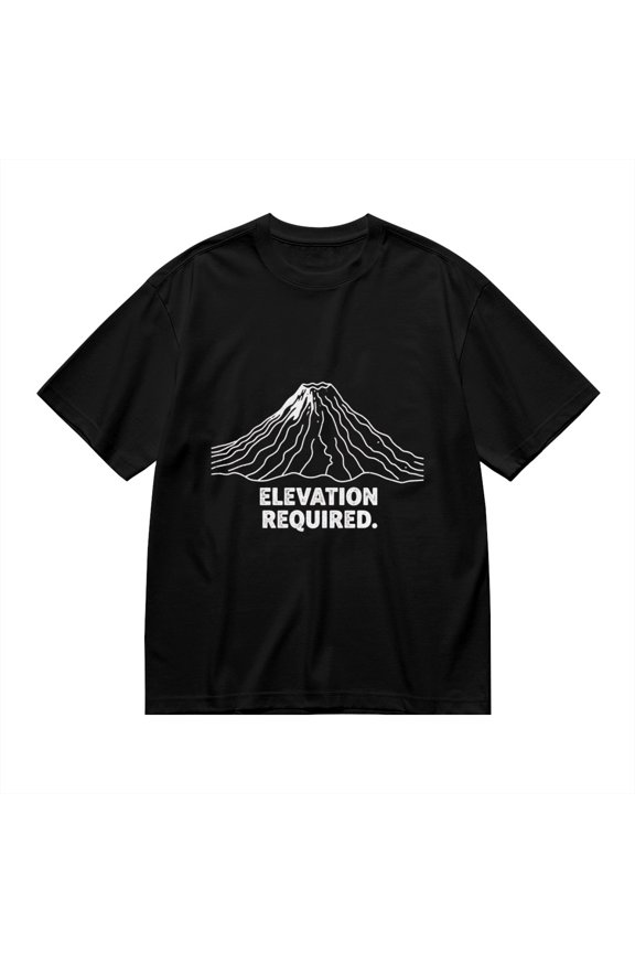 Black T Shirts for Men, ELEVATION REQUIRED, Mountain Line Print Mens Graphic Tees, 24816182,3XL
