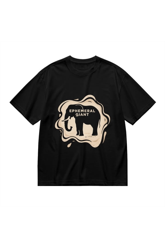 Black T Shirts for Men, Ephemeral Giant, Elephant Print Mens Graphic Tees, 24816346,3XL