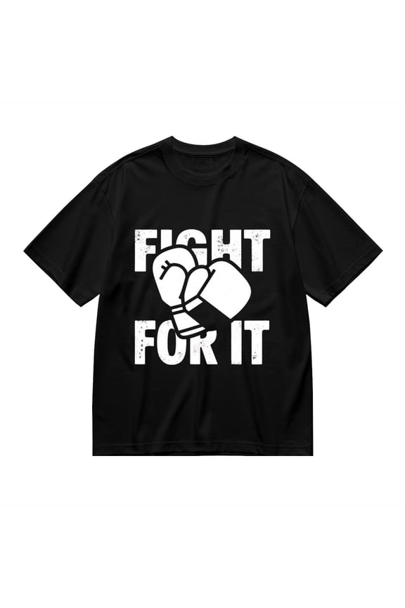 Black T Shirts for Men, Fight For It, Boxing Gloves Print Mens Graphic Tees, 24816232,3XL